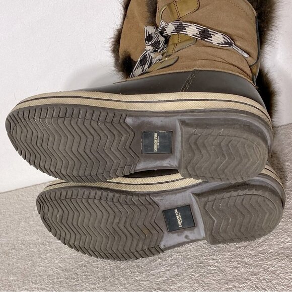 London Fog Tan Leather Duck Boot Snow Boots With Faux Fur 7 - Picture 11 of 14